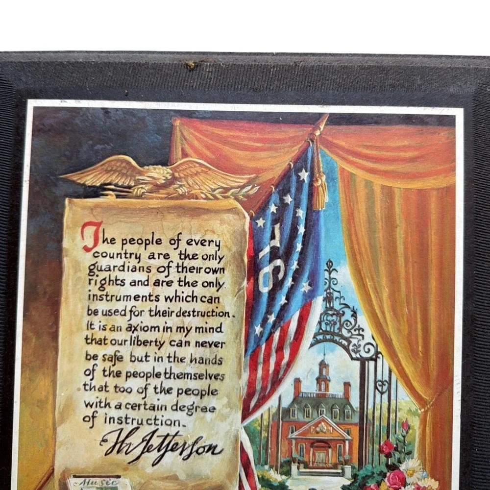 Set of 2 Vintage Patriotic Wall Decor Thomas Jefferson Plymouth Colony Americana